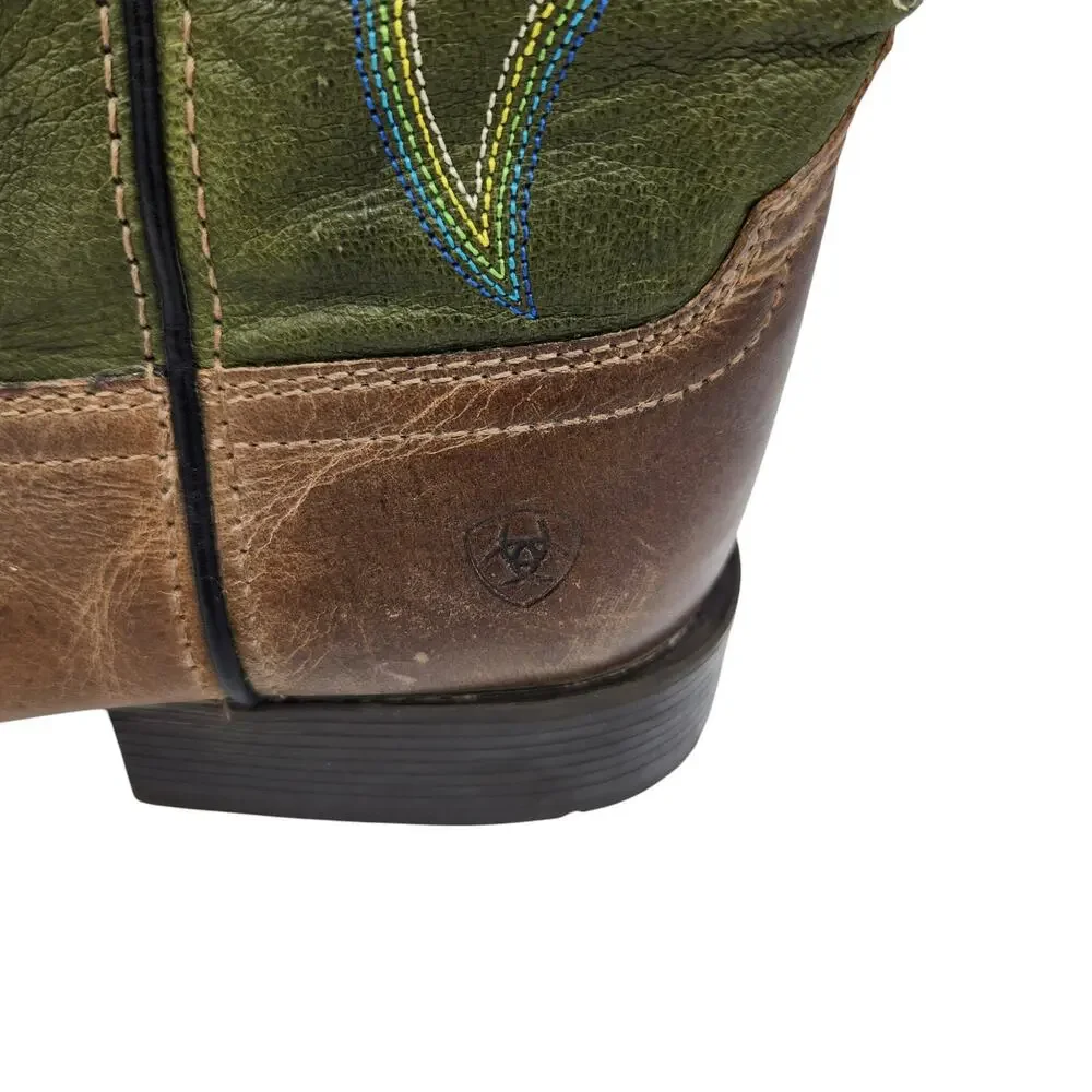Ariat Pace Setter Leather Western Boots‎ Baked Cookie Green Kid's Size 5.5